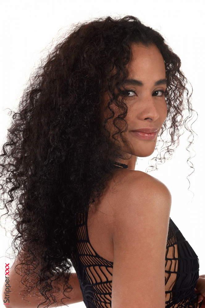 Sexy curly-haired Mia Nix adult show as a dance